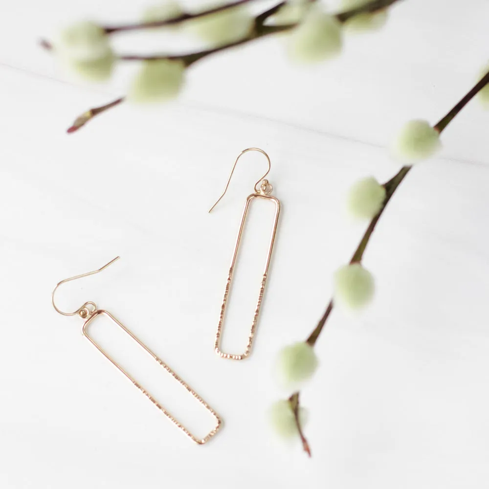 14k Gold Filled Rectangle Dangle Earrings - RIPPLE