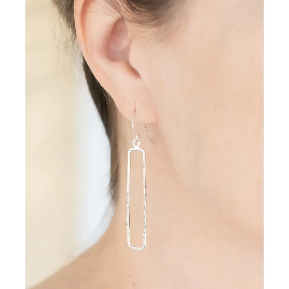 14k Gold Filled Rectangle Dangle Earrings - RIPPLE