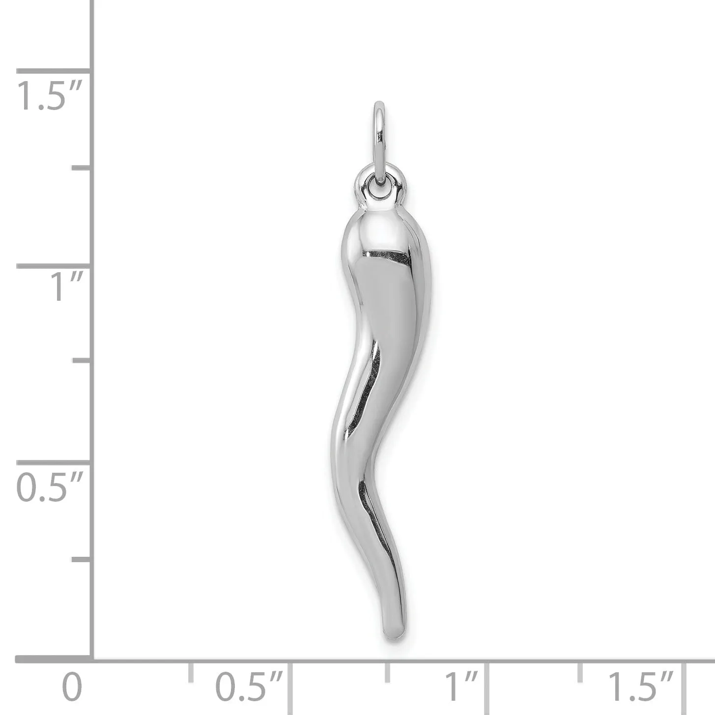 14k White Gold Polished Finish 3-D Italian Horn Charm Pendant