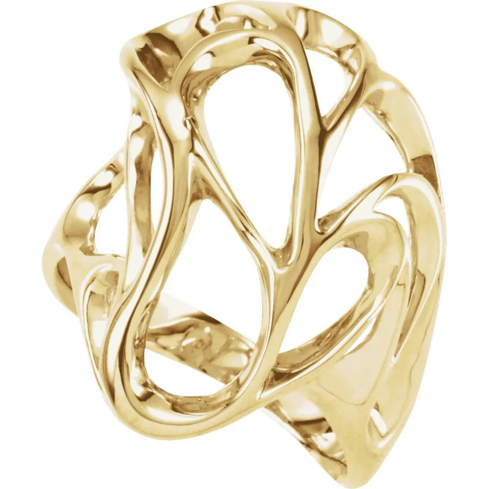 14k Yellow Gold Freeform Ring, Size 6