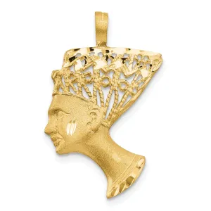 14K Yellow Gold Satin D.C Finished Queen Nefertiti Pendant