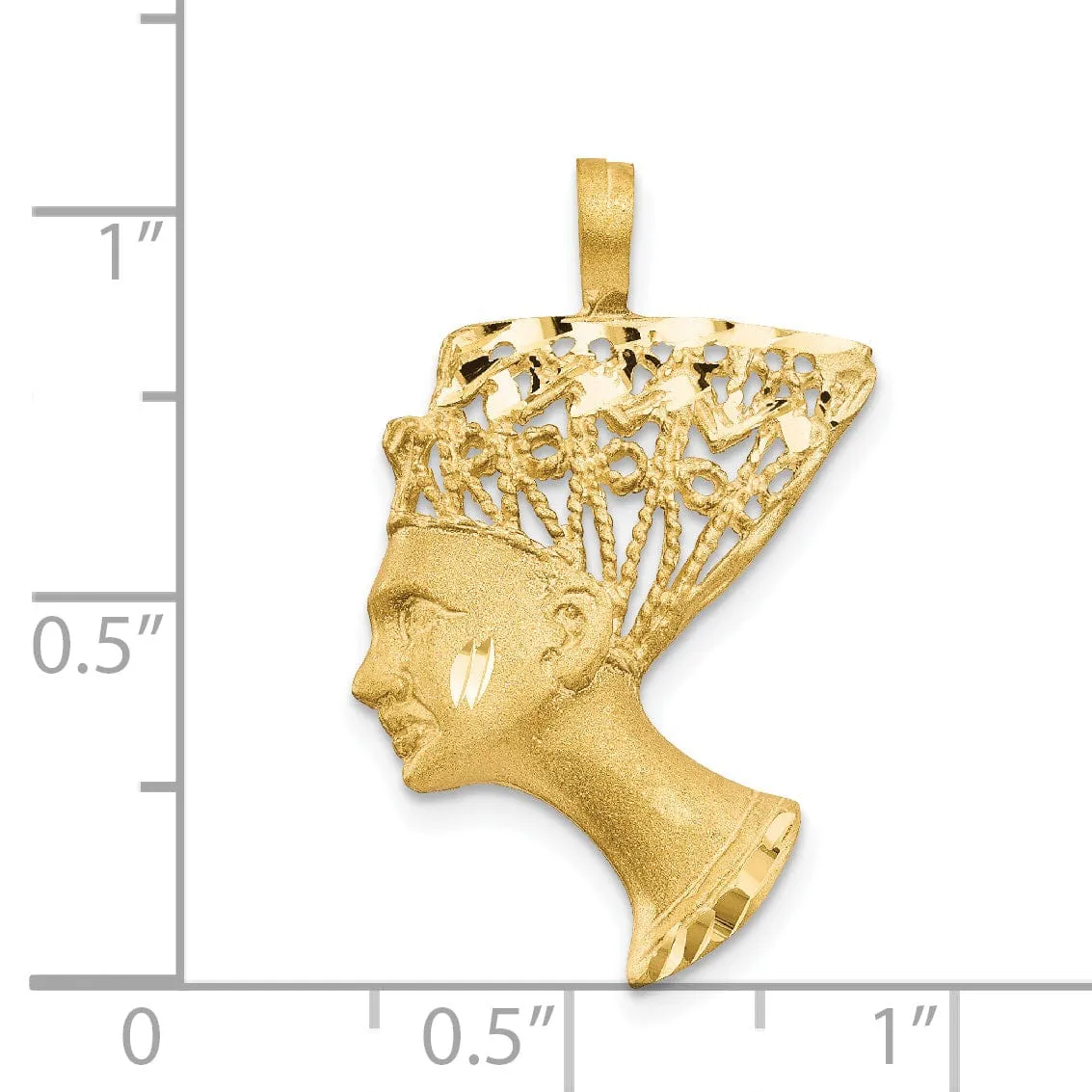 14K Yellow Gold Satin D.C Finished Queen Nefertiti Pendant
