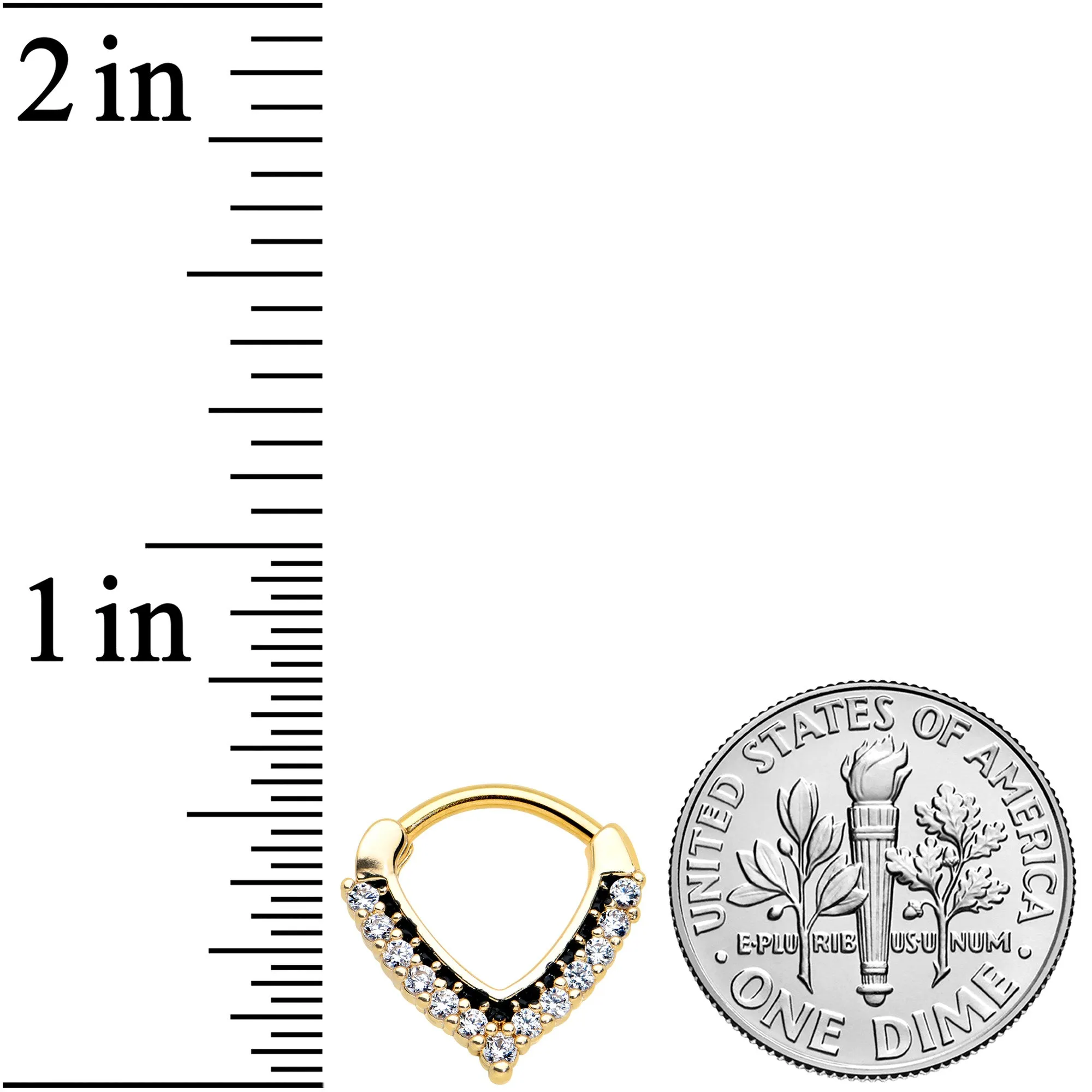 16 Gauge 5/16 Clear CZ Gem Gold Tone Classic Chevron Cartilage Clicker