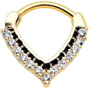 16 Gauge 5/16 Clear CZ Gem Gold Tone Classic Chevron Cartilage Clicker
