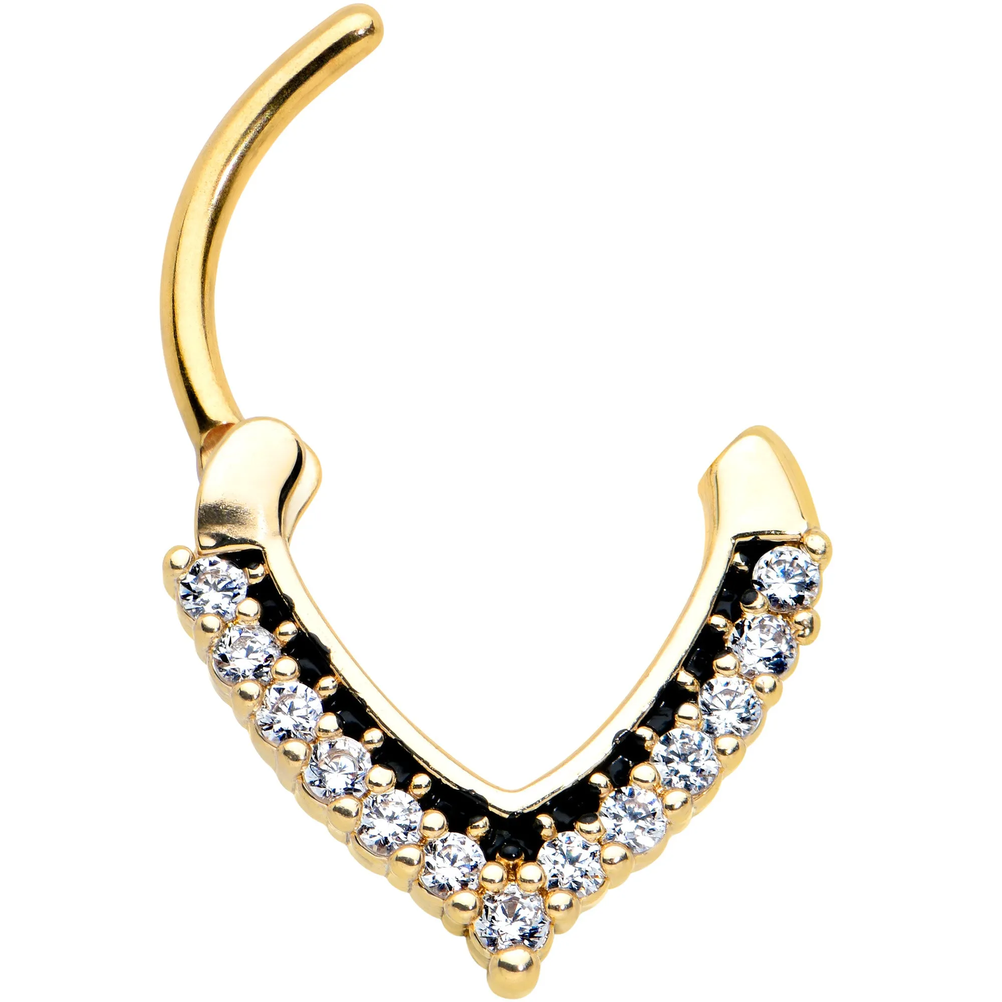 16 Gauge 5/16 Clear CZ Gem Gold Tone Classic Chevron Cartilage Clicker