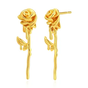 18K Gold-Plated Rose Drop Earrings