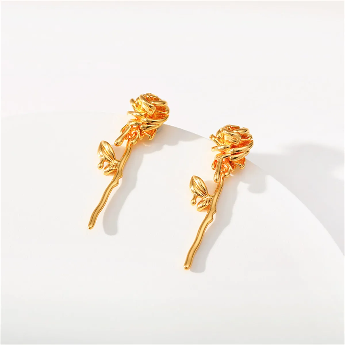 18K Gold-Plated Rose Drop Earrings