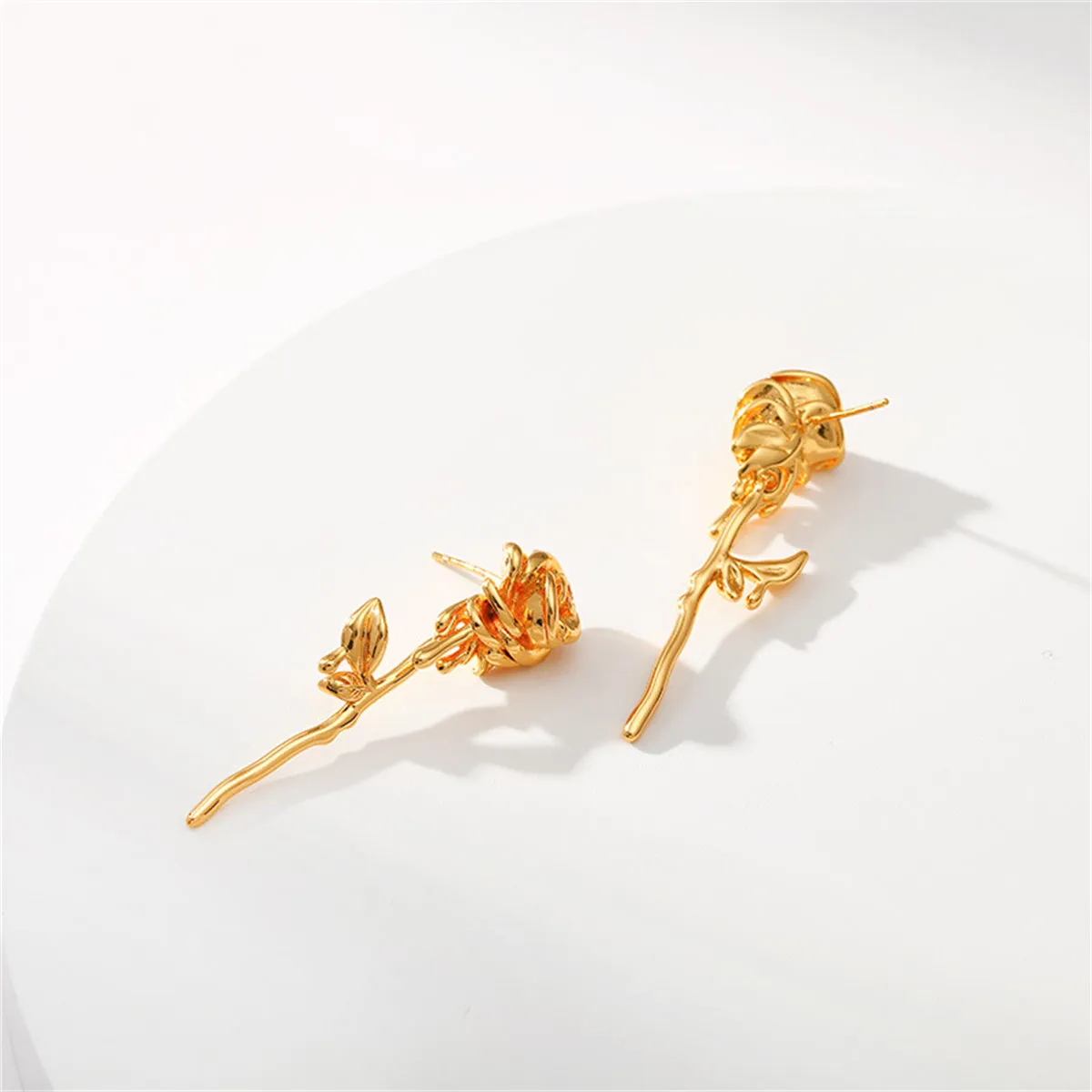 18K Gold-Plated Rose Drop Earrings