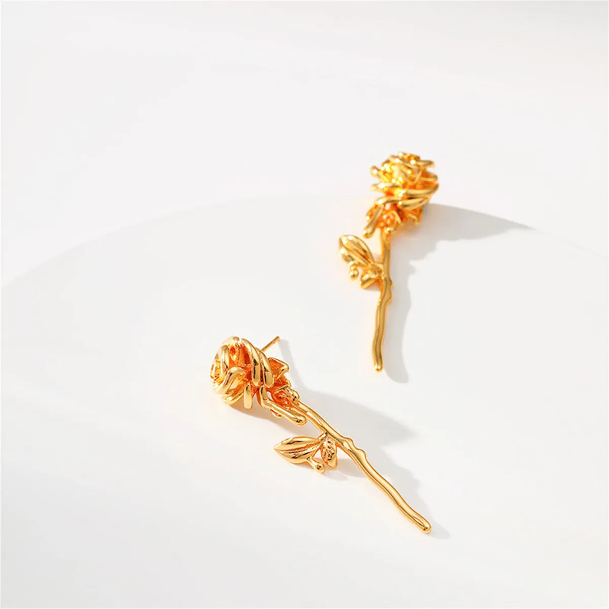 18K Gold-Plated Rose Drop Earrings