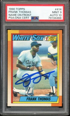 1990 Topps #414 Frank Thomas RC Rookie On Card PSA/DNA 9/10 Auto MINT