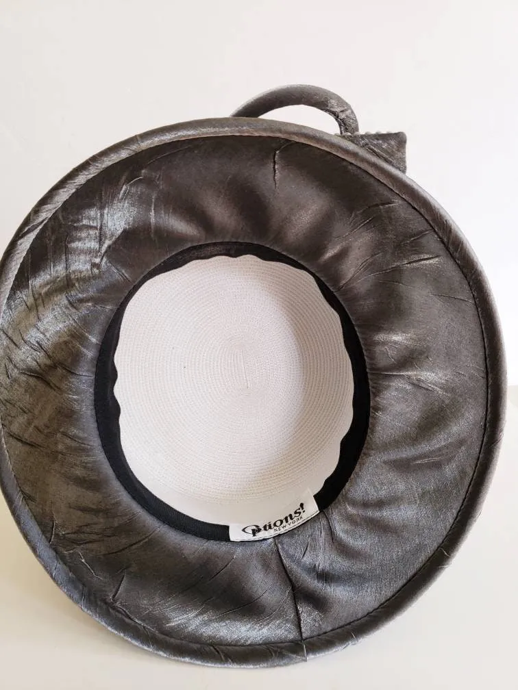 1990s Metallic Silver Costume Hat Wide Brimmed Top Hat / 90s Gray Silk Tall Crown Cosplay Fantasy Church Hat Options! New York