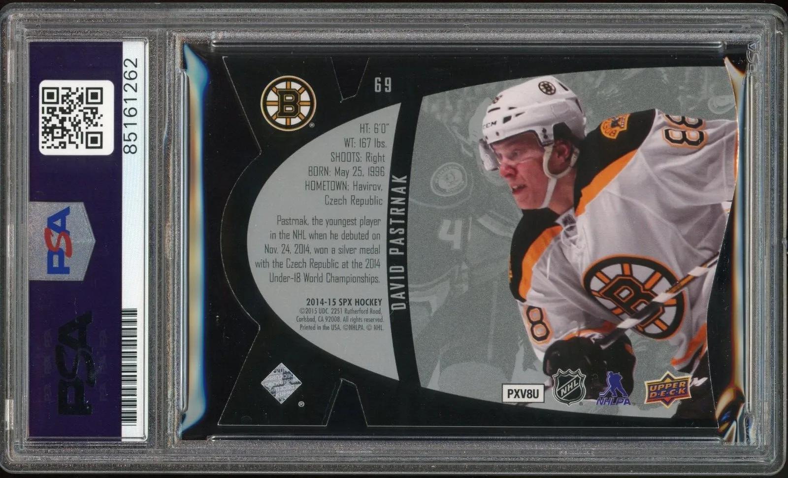 2014-15 SPx Retro #69 David Pastrnak RC Rookie On Card PSA/DNA Auto GEM MINT 10
