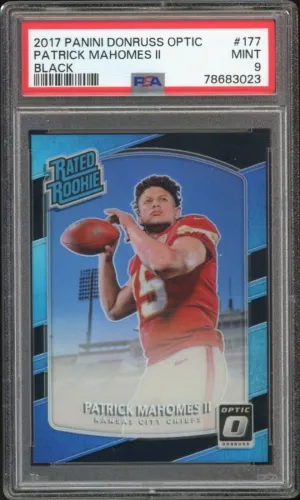 2017 Donruss Optic Rated Rookie Black Holo /25 #177 Patrick Mahomes PSA 9 MINT