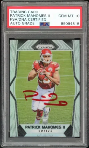 2017 Panini Prizm Silver #269 Patrick Mahomes RC Red PSA/DNA Auto GEM MINT 10