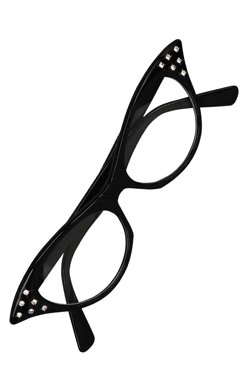 50s Rhinestone Glasses in Black