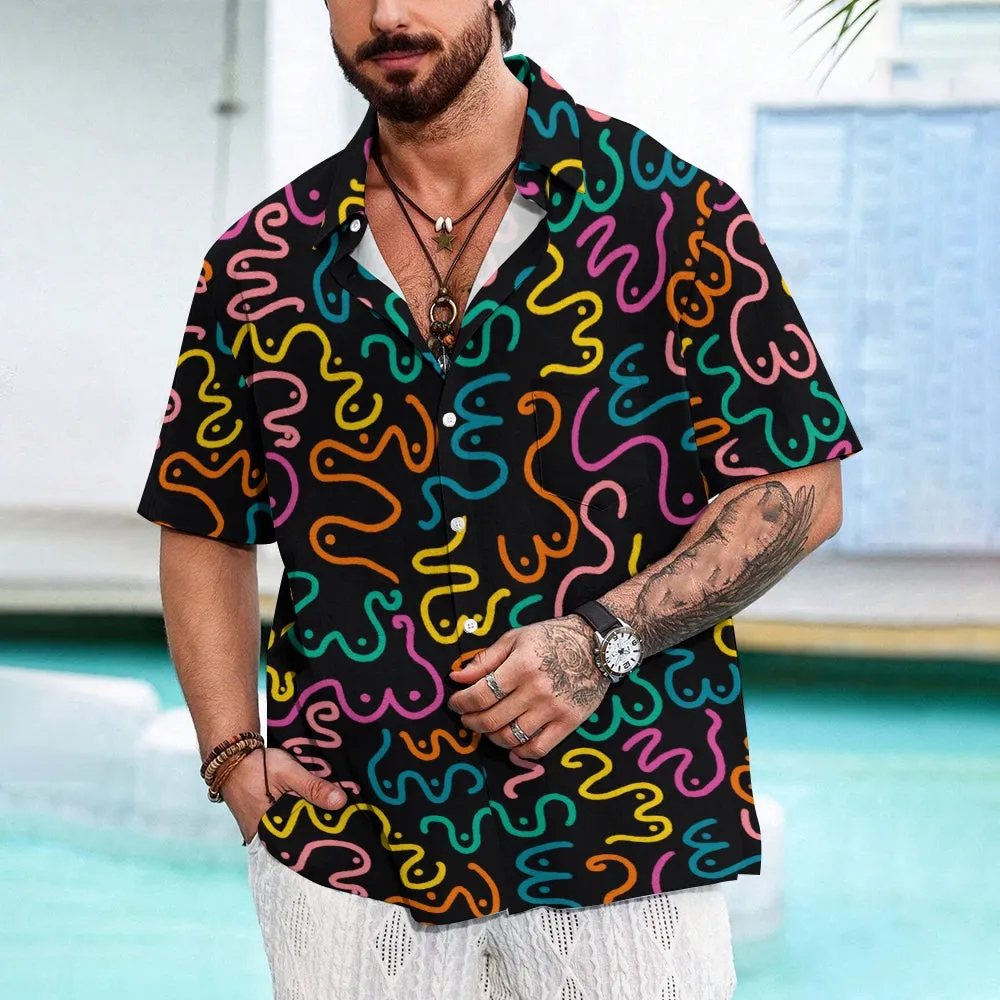 Abstract Print Casual Short Sleeve Shirt 2404001264