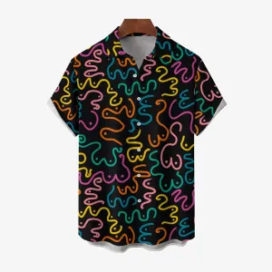 Abstract Print Casual Short Sleeve Shirt 2404001264