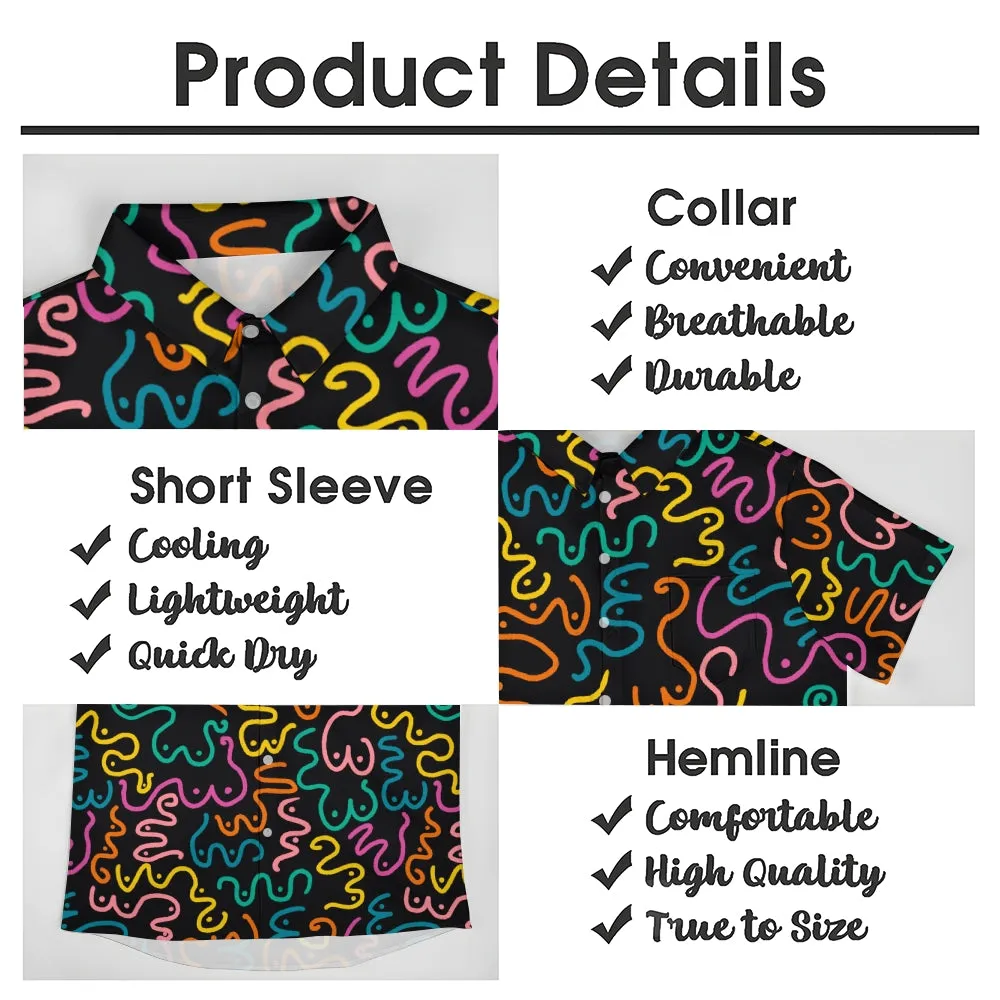 Abstract Print Casual Short Sleeve Shirt 2404001264