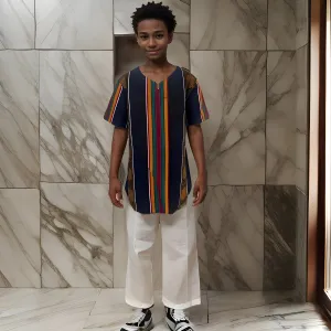 African Kids Kente Print Style 4 Dashiki Shirt