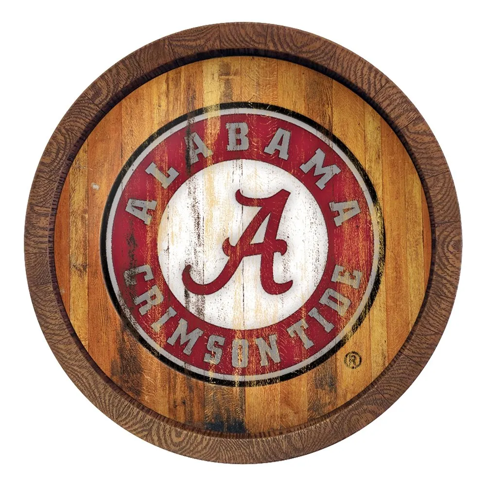 Alabama Crimson Tide: School Seal - Weathered "Faux" Barrel Top Sign