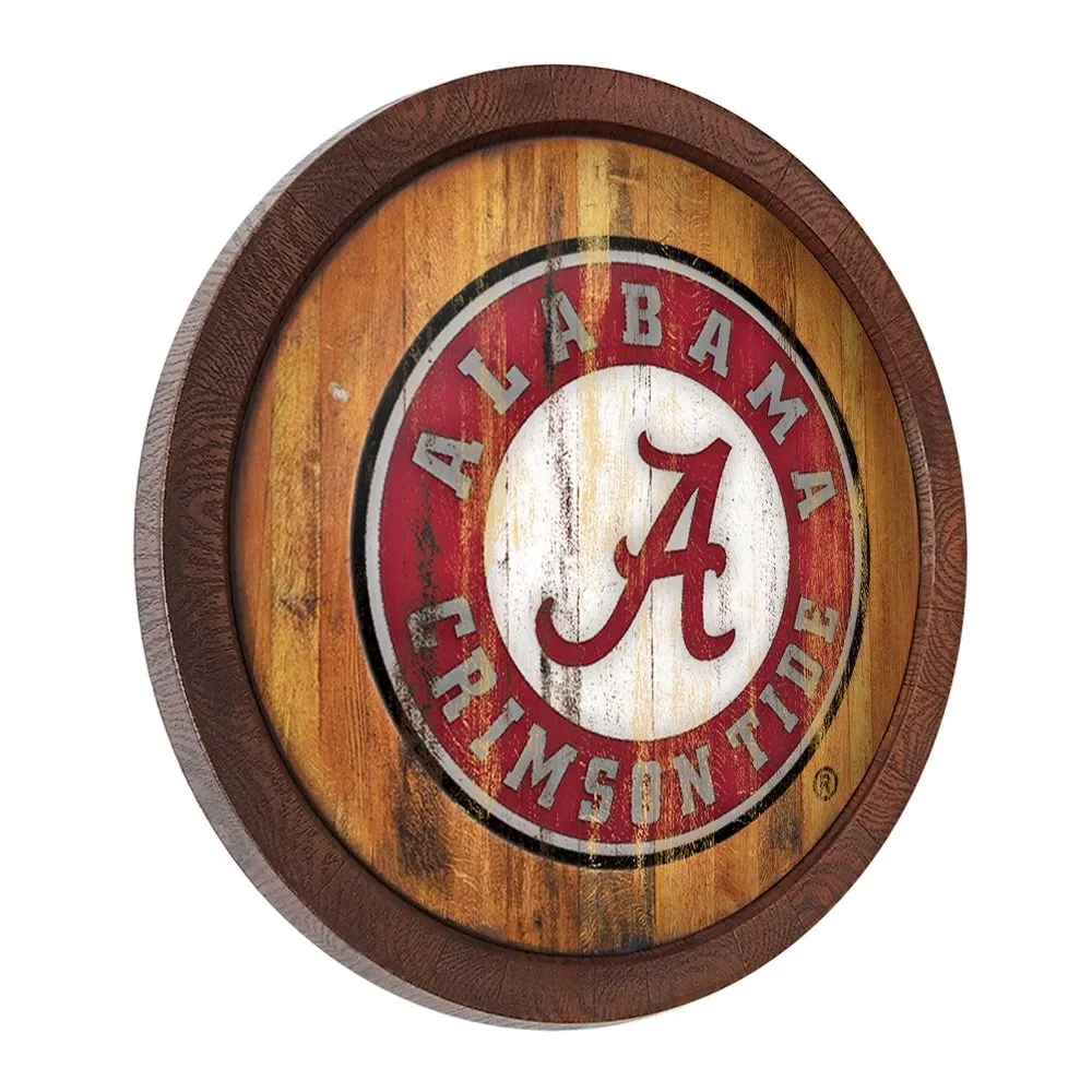 Alabama Crimson Tide: School Seal - Weathered "Faux" Barrel Top Sign