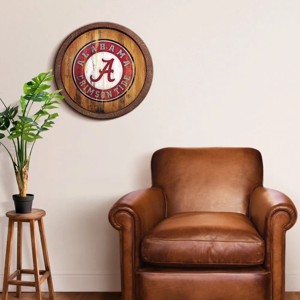 Alabama Crimson Tide: School Seal - Weathered "Faux" Barrel Top Sign