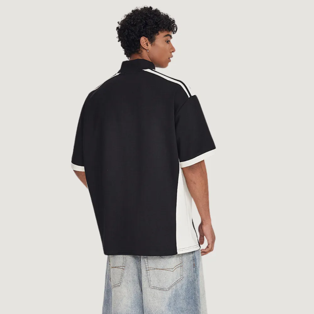 American Retro Contrast Color Polo T-Shirt