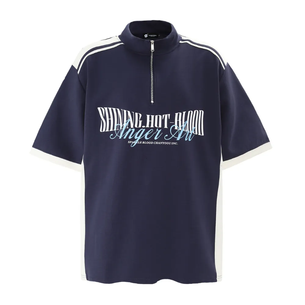 American Retro Contrast Color Polo T-Shirt