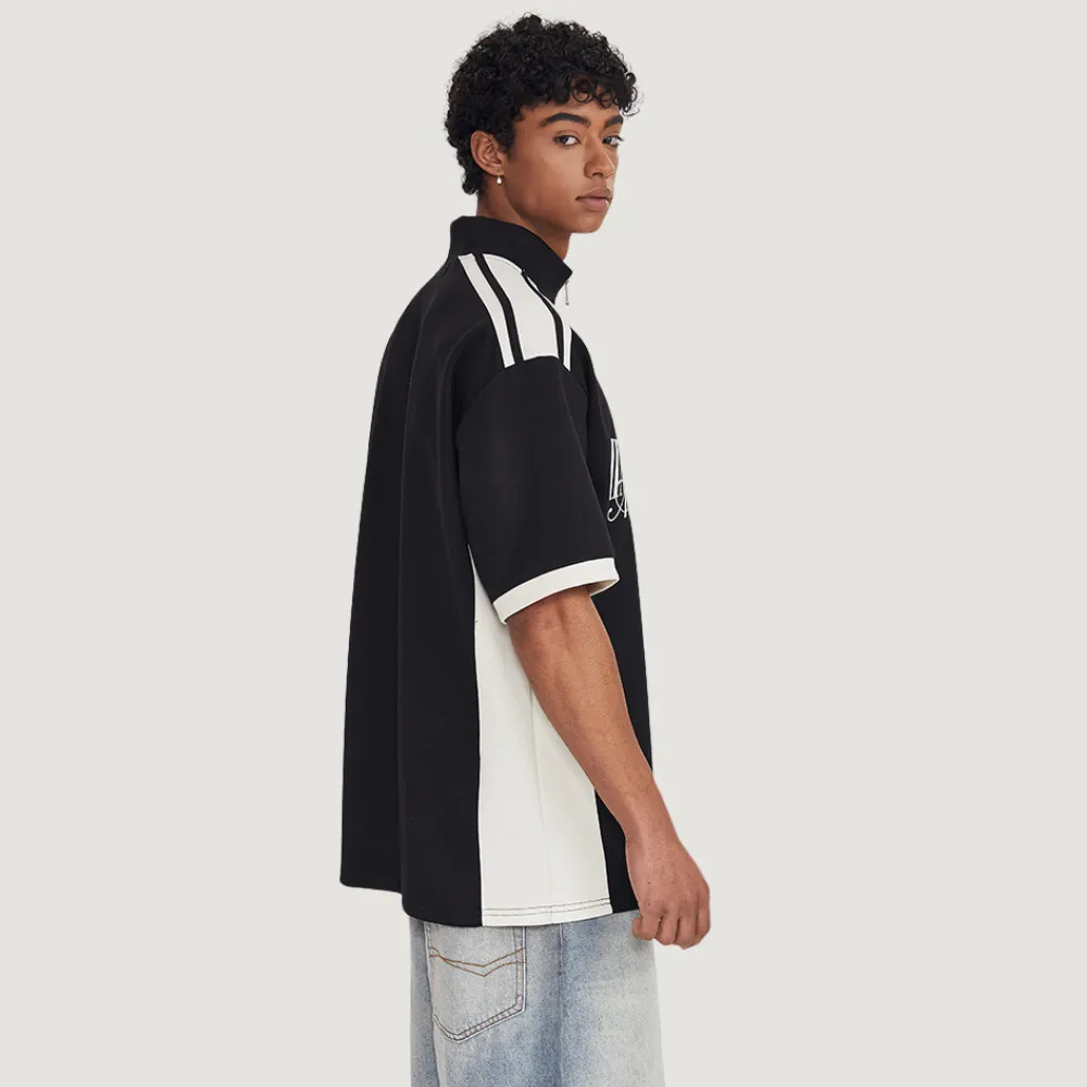 American Retro Contrast Color Polo T-Shirt