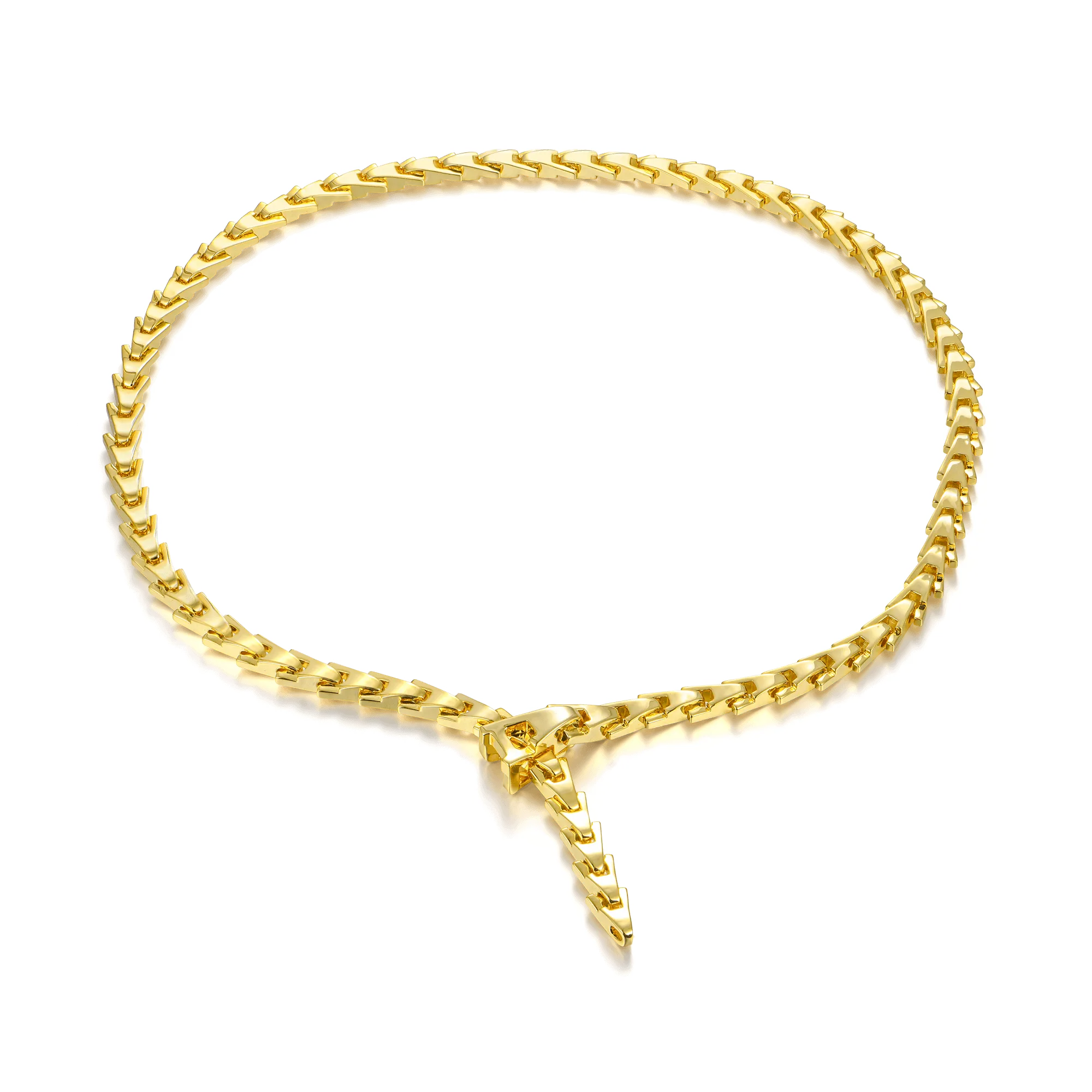 Aporro A® Plain Gold Adjustable Snake Necklace - 8mm