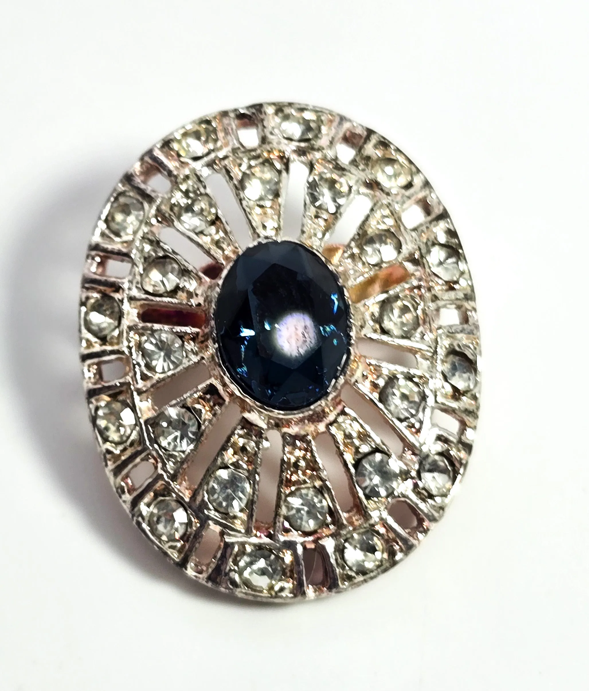 Art Deco style Rhinestone black and white pave set vintage brooch