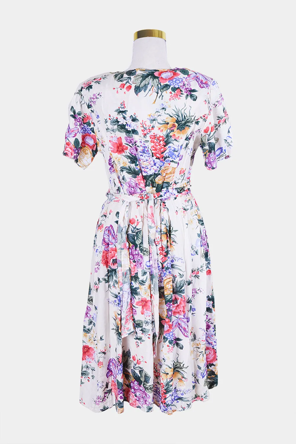 ASHANTI White and Multi Button Down Midi Dress
