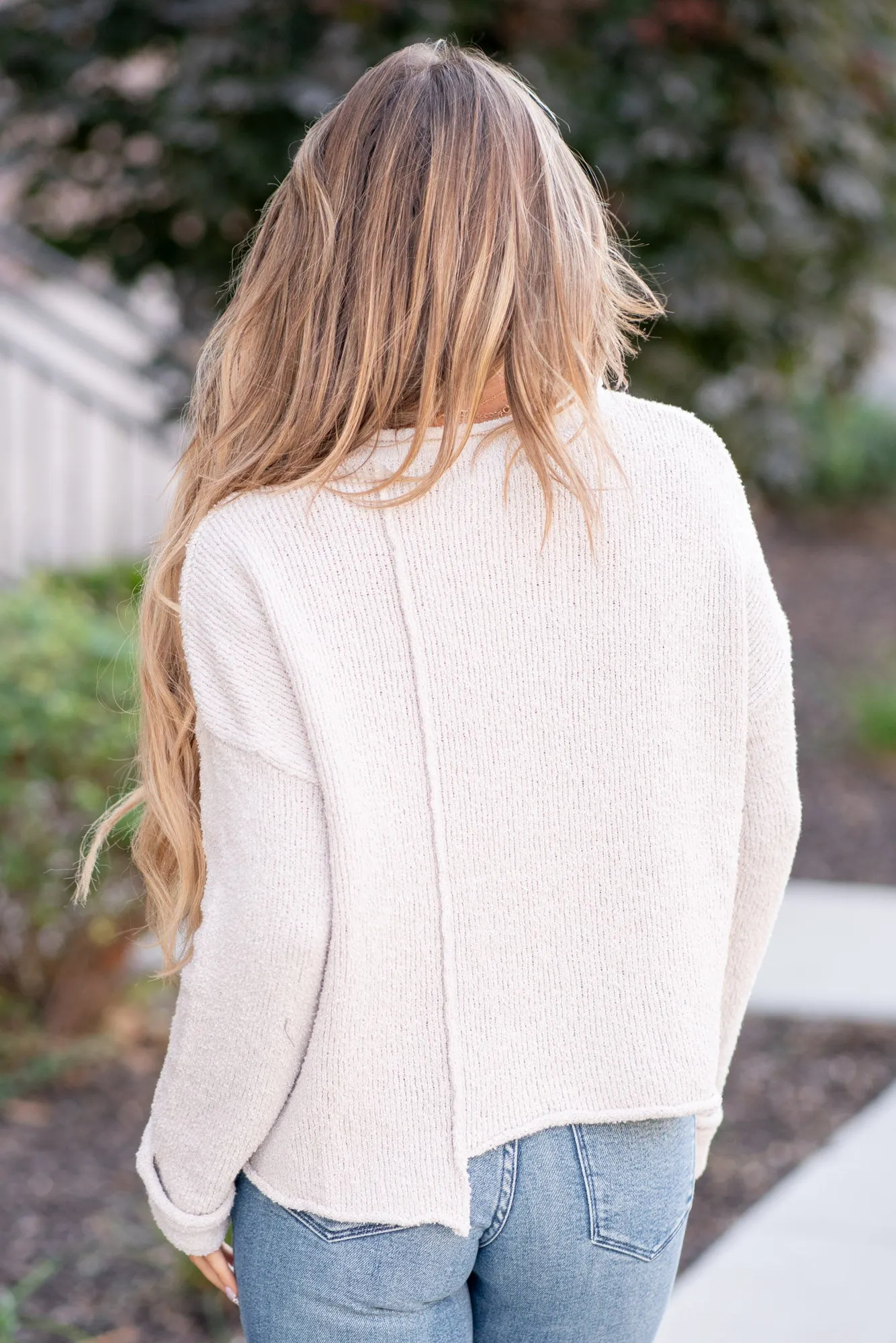 Asymmetric Hem Drop Shoulder Sweater
