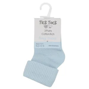 Baby Boys Tick Tock Blue Turndown Socks