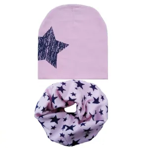 Baby hat scarf Kids Hat Autumn Winter Children scarf-collar Boys Girls warm Beanies Star print Infant Hats baby cap