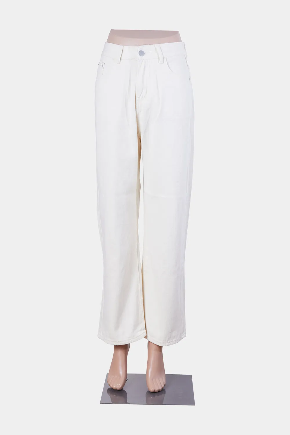 Beginning Boutique Pastel Yellow High Waisted Straight Leg Jeans
