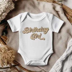 Birthday Girl (Camel) Retro Style Baby Bodysuit
