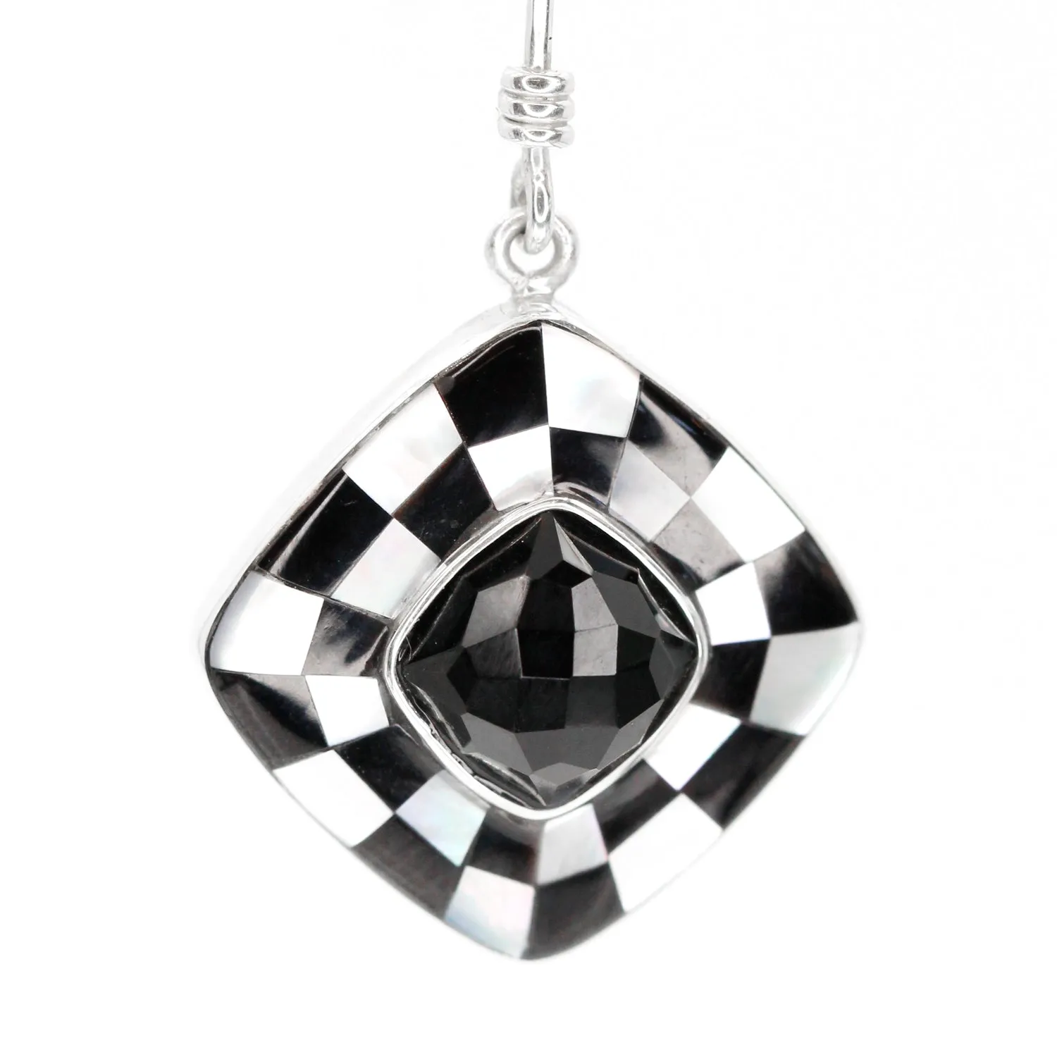 Black Onyx Checkerboard Earrings