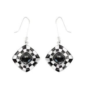 Black Onyx Checkerboard Earrings