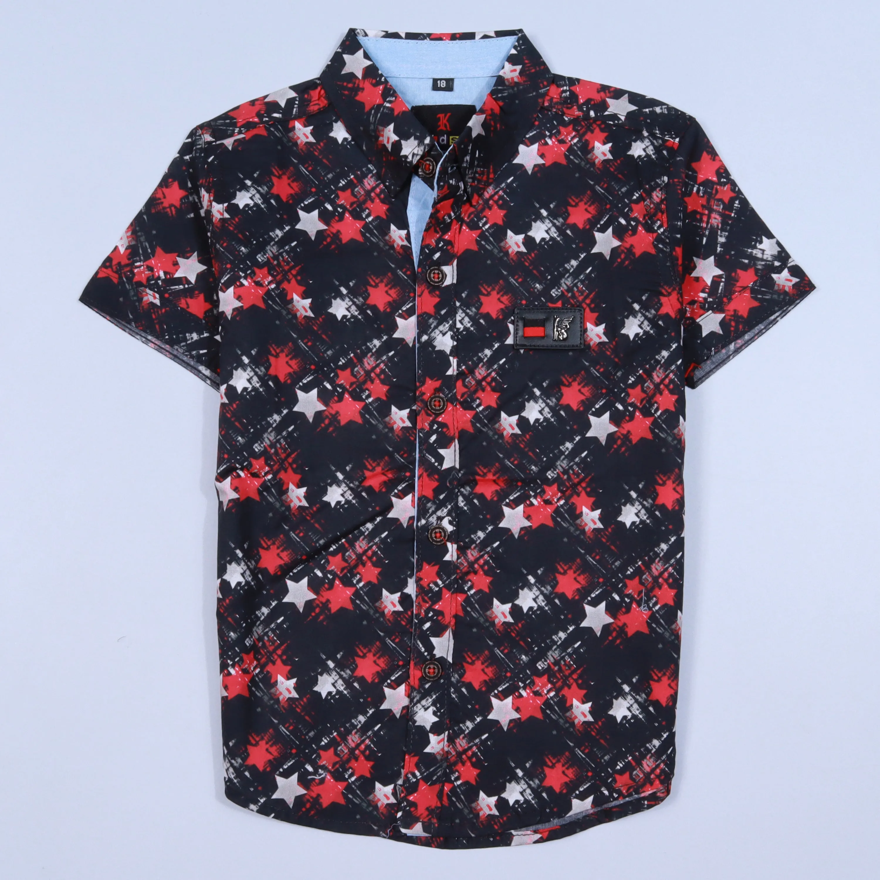 Boys Half Sleeves Casual Shirt Color Black-Red