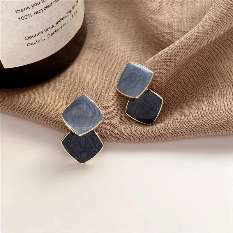 Brown Earrings Vintage Matte drop Earrings for women Metal Fashion Statement Dangle Earring