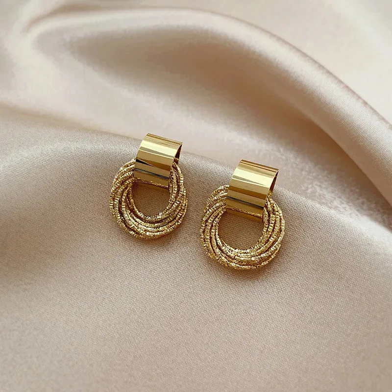 Brown Earrings Vintage Matte drop Earrings for women Metal Fashion Statement Dangle Earring