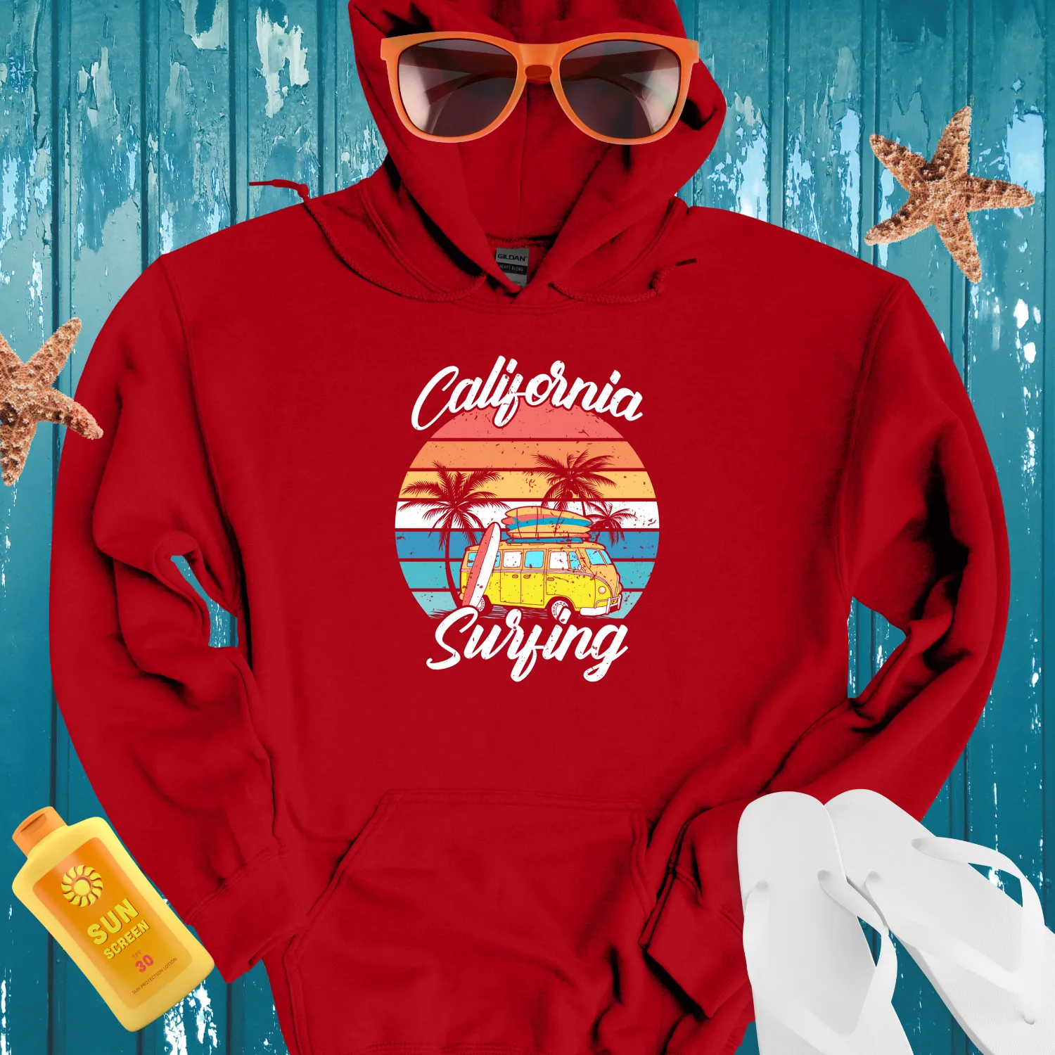 California Surfing Hoodie Retro Beach Style Sweatshirt