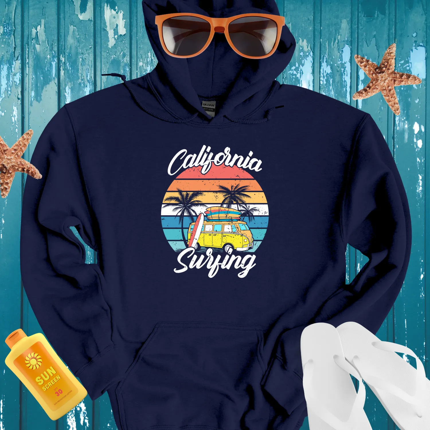 California Surfing Hoodie Retro Beach Style Sweatshirt