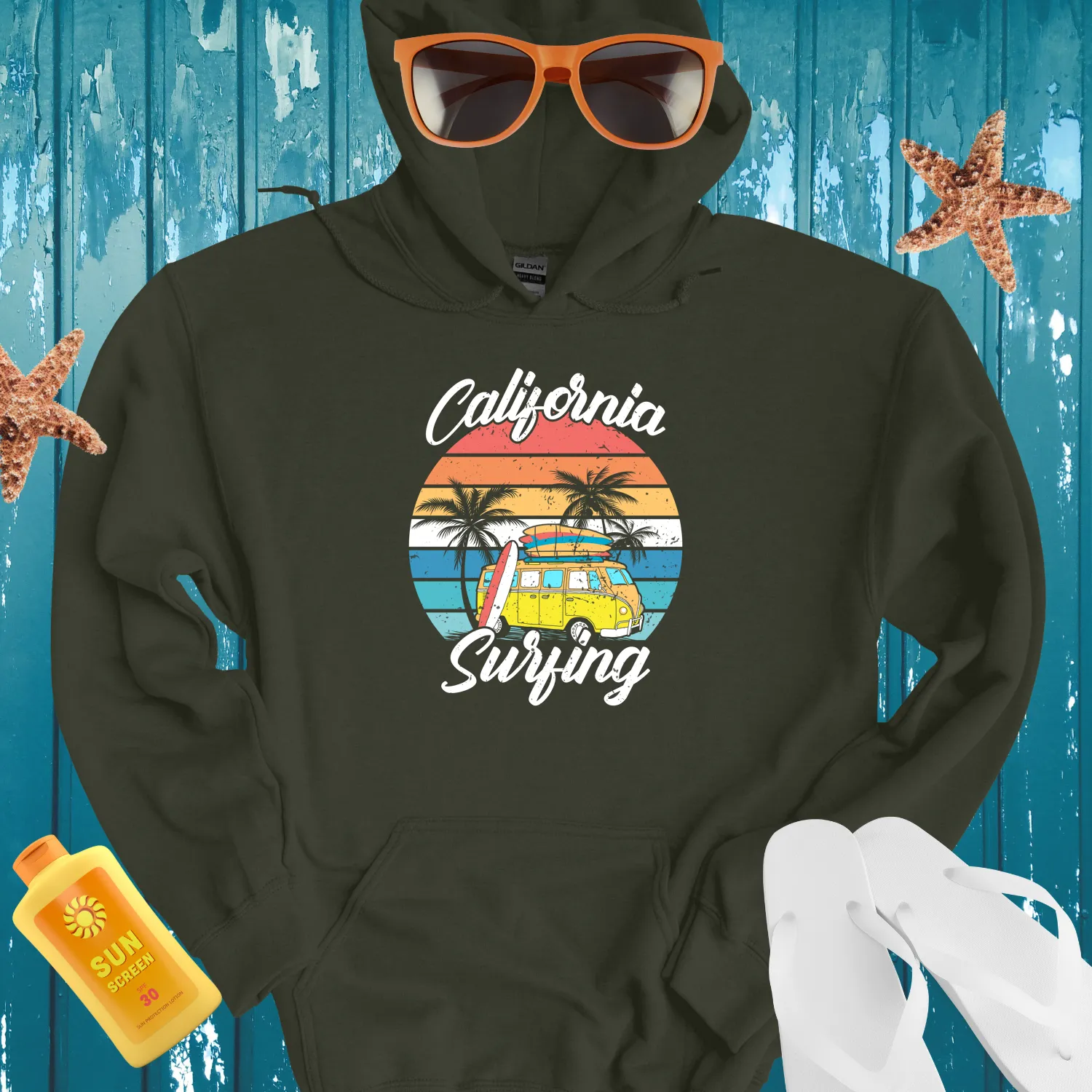 California Surfing Hoodie Retro Beach Style Sweatshirt