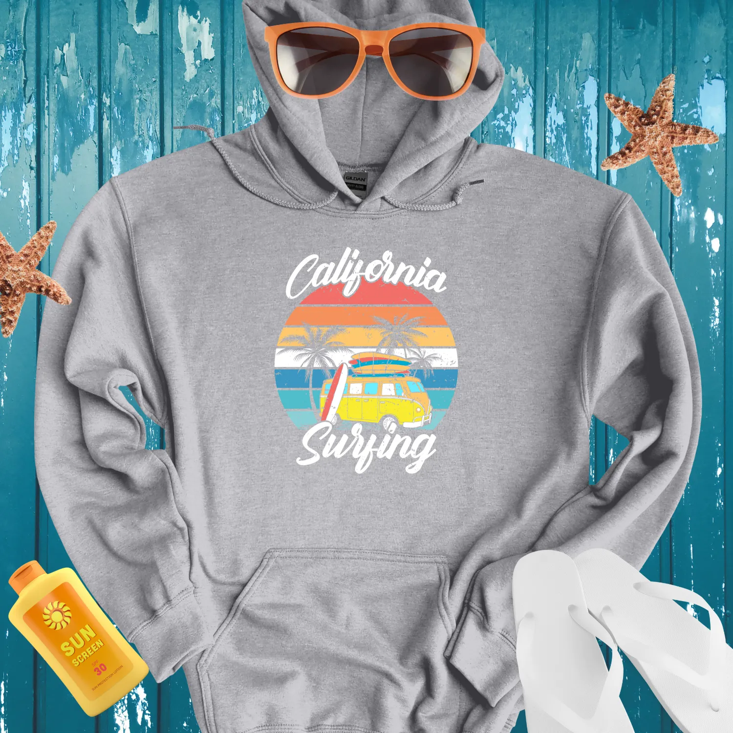 California Surfing Hoodie Retro Beach Style Sweatshirt