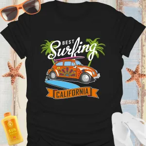 Californian Surf Culture T-Shirt With Retro Car Design