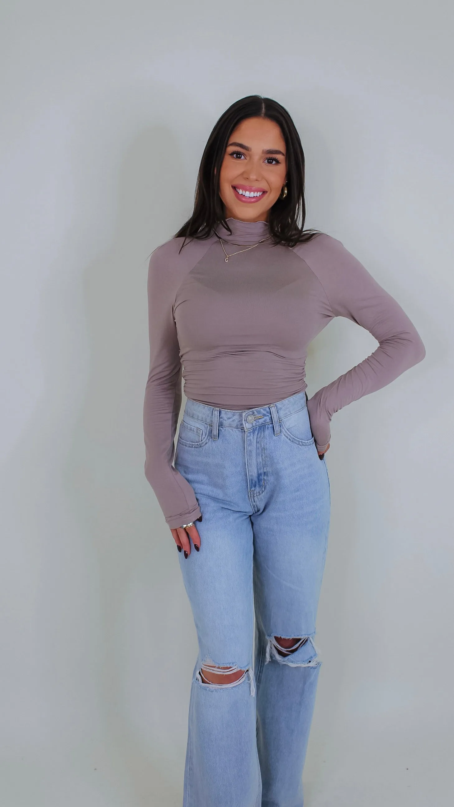 Cameryn Open Back Top - Taupe