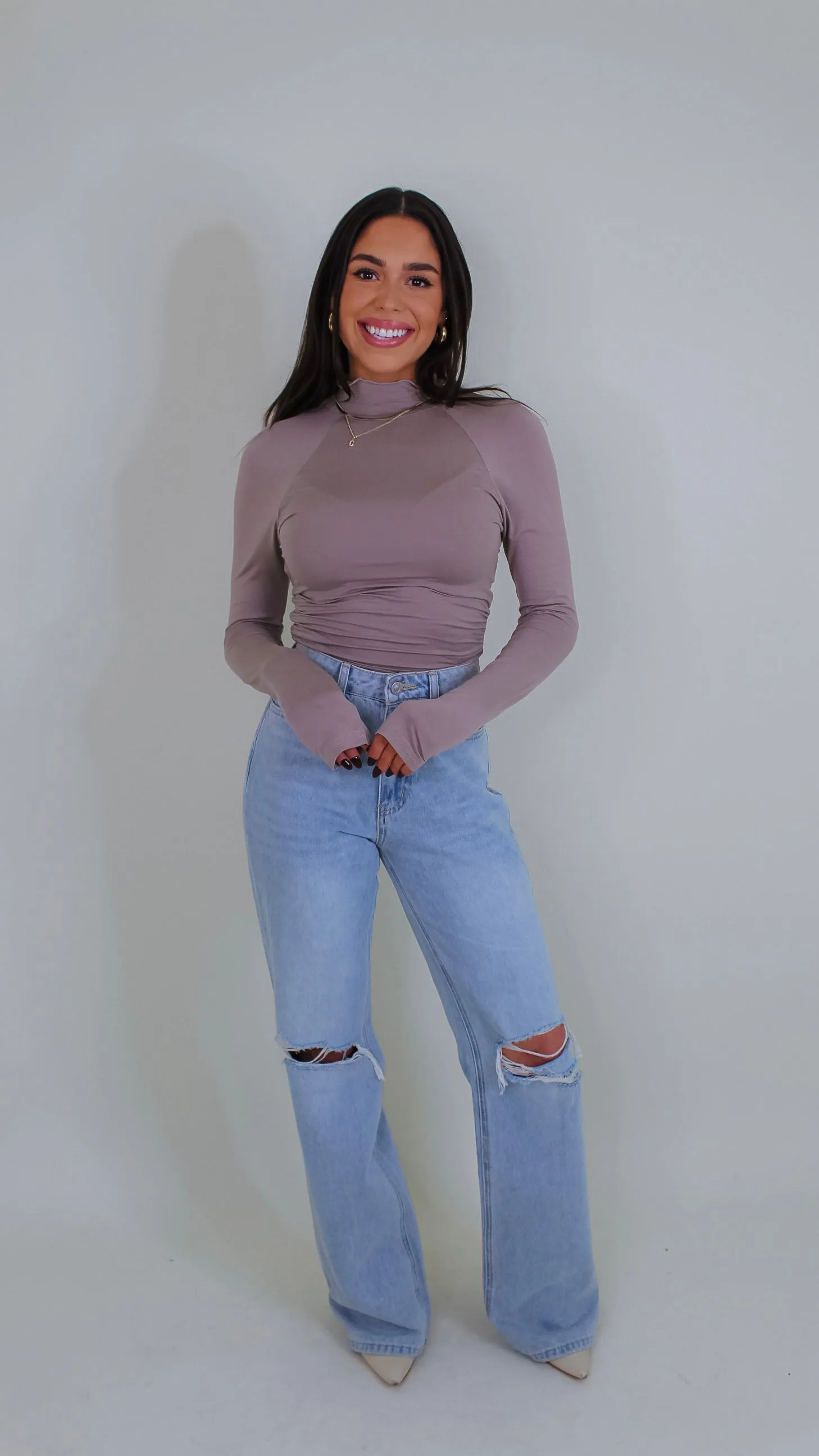 Cameryn Open Back Top - Taupe