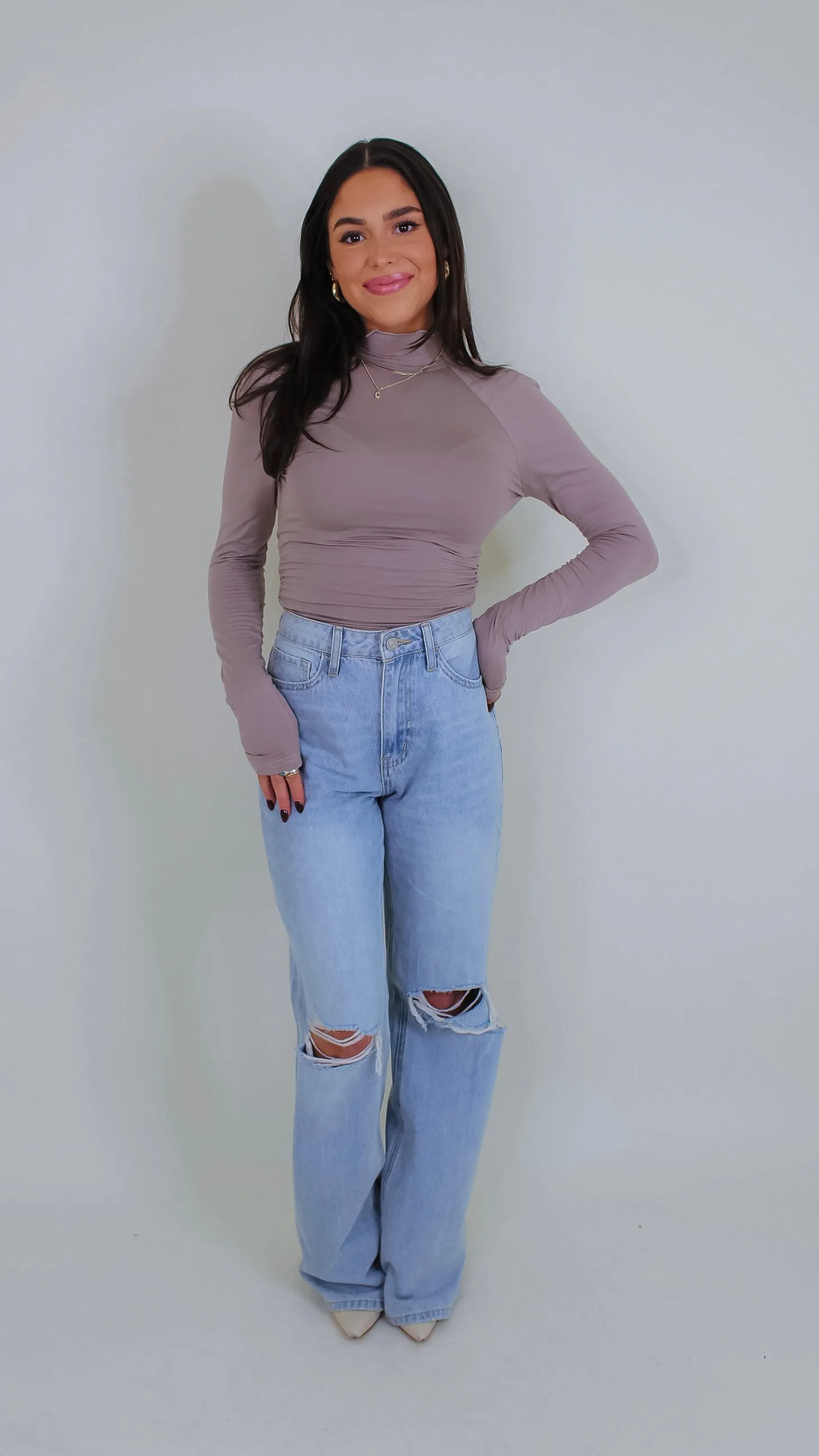 Cameryn Open Back Top - Taupe